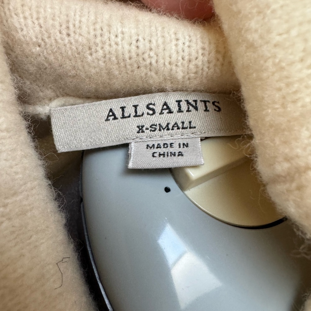 AllSaints Cream Yak & Wool Blend Cowl Neck Sweater - XS - Oversized Aesthetic - Picture 3 of 8